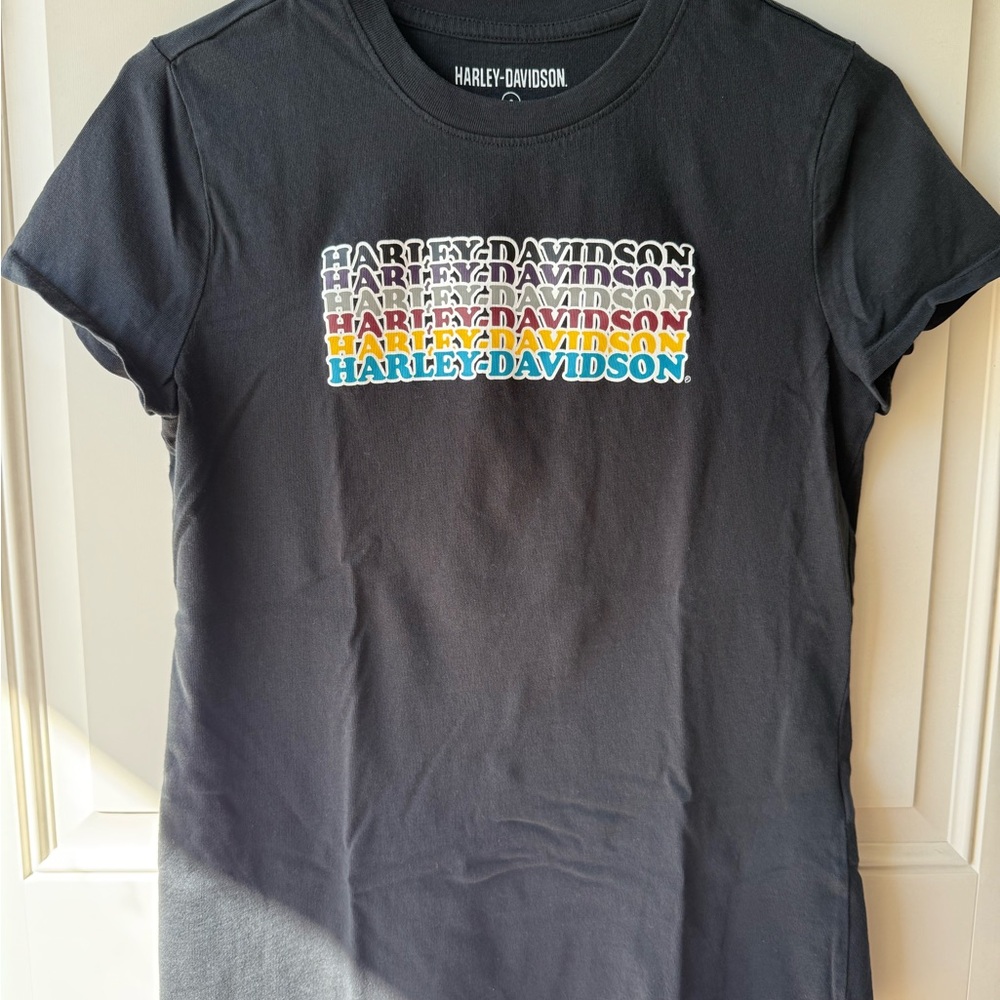 Harley-Davidson Women’s Black Tee with Multicolor Logo